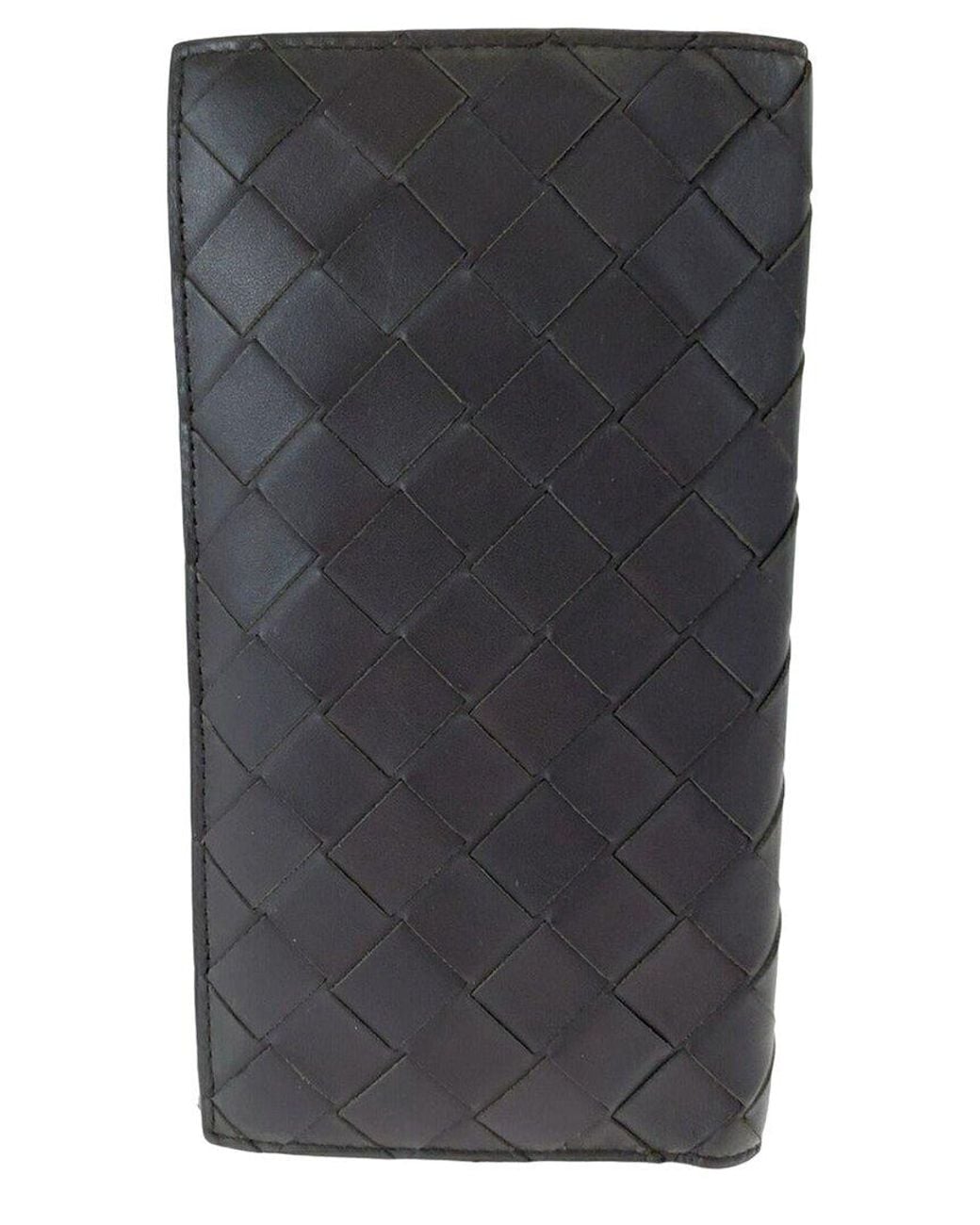 Bottega Veneta Black Maxi Intrecciato Leather Long Wallet (Authentic Pre- Loved)