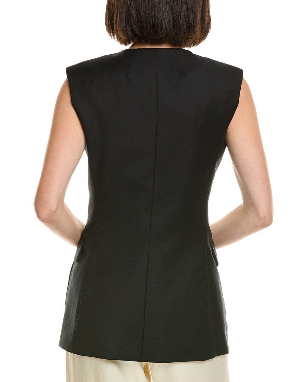 Helmut Lang Black Zip Wool Blazer Vest