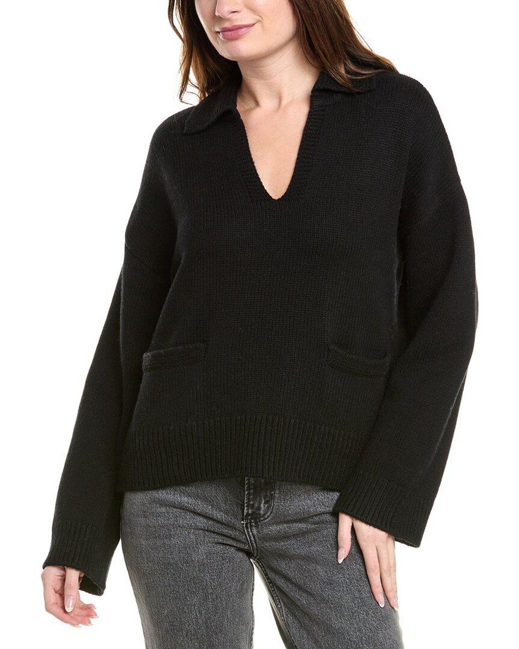 Rag & Bone Black Danica Wool & Cashmere-Blend Polo Sweater