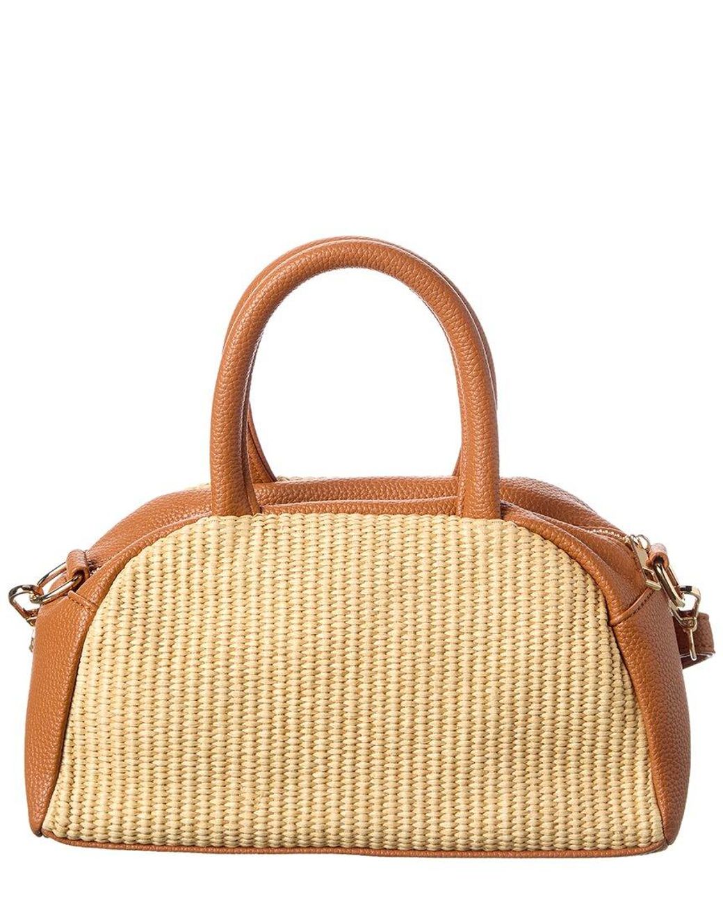 Surell Brown Accessories Mini Bowler Straw Crossbody