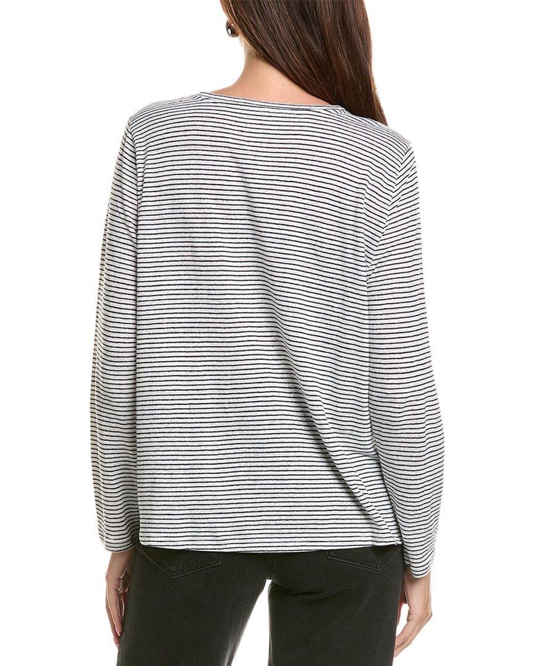 Eileen Fisher Gray Linen Striped Shirt