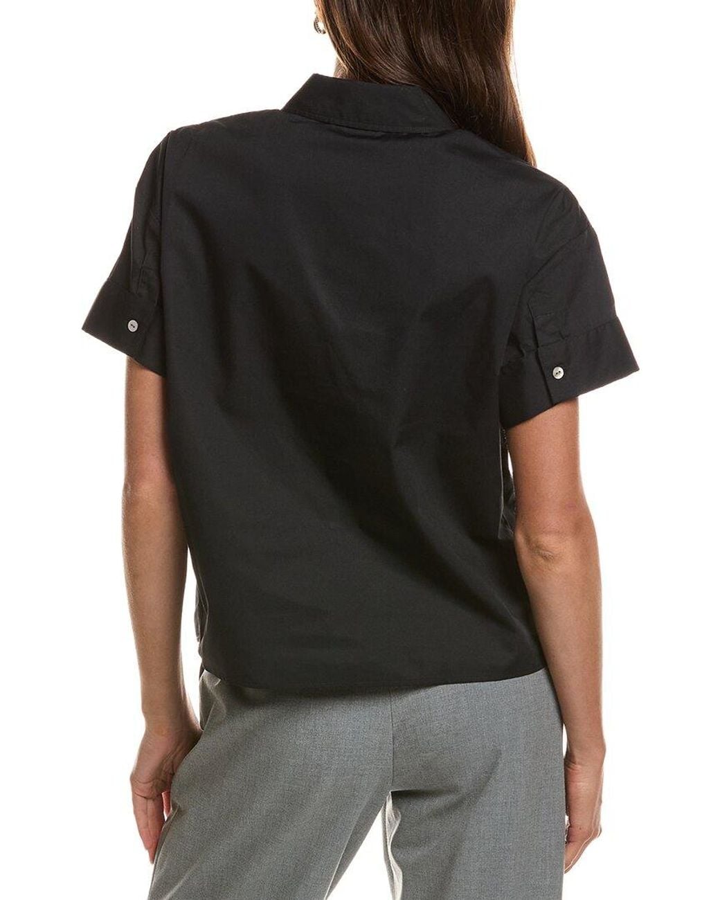 Theory Black Cuffed Shirt