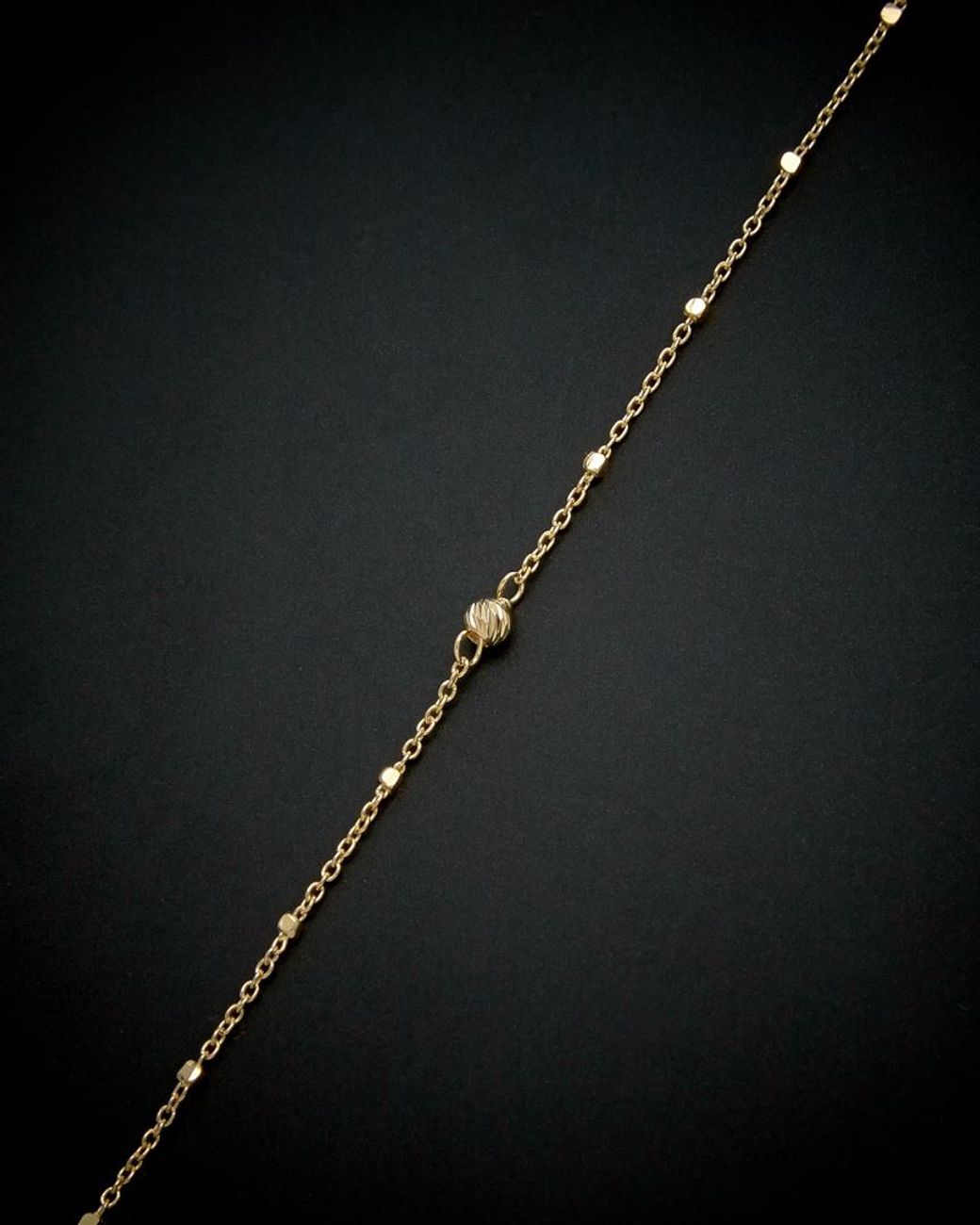 Italian Gold Black 14k Bead Station Necklace
