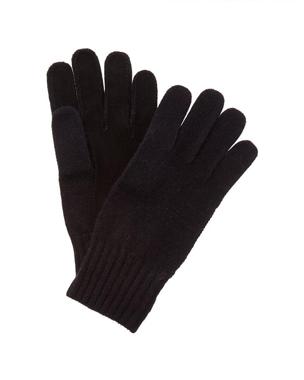 Portolano Black Suede-Trim Wool-Blend Gloves for men