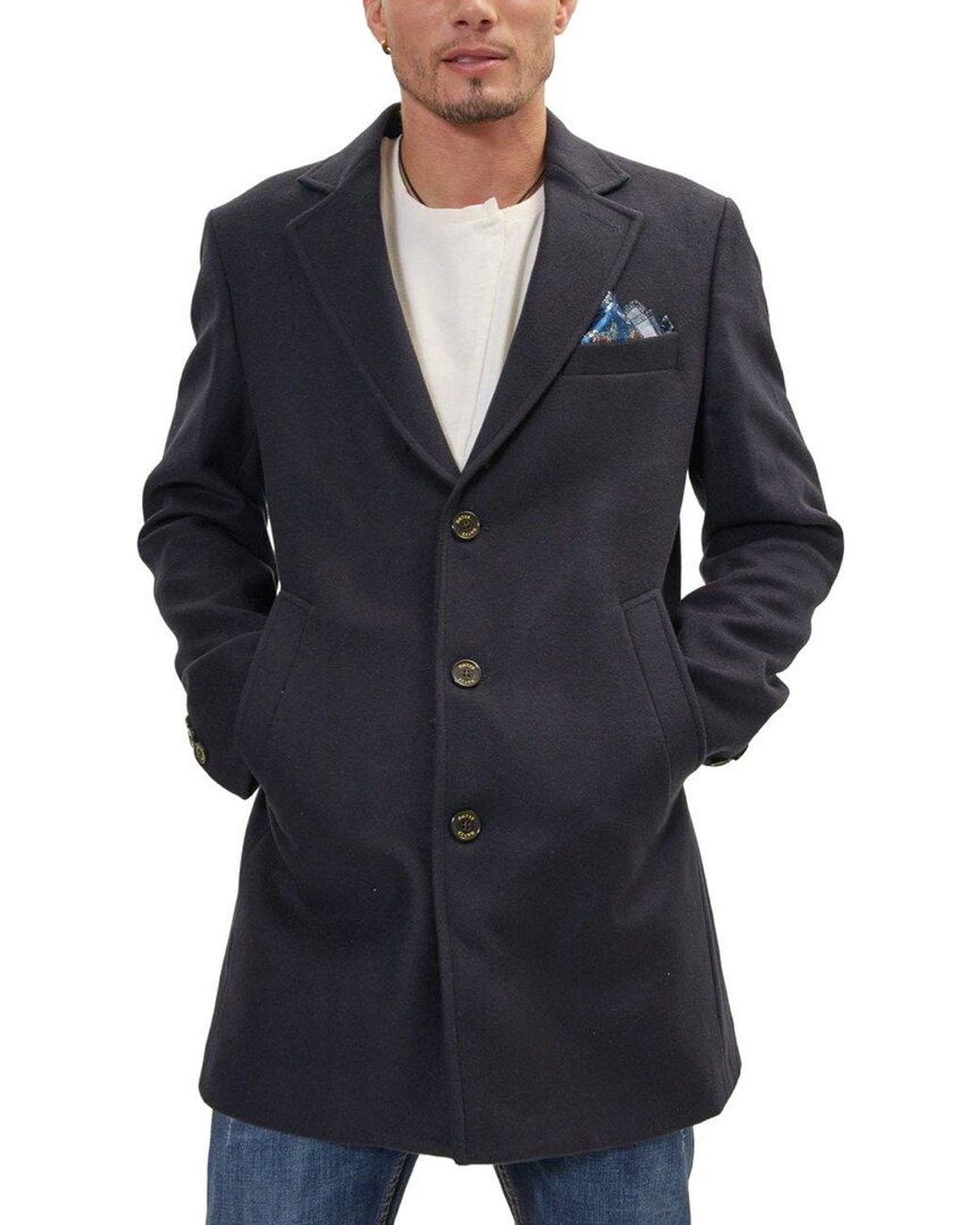 Ron Tomson Blue Overcoat for men