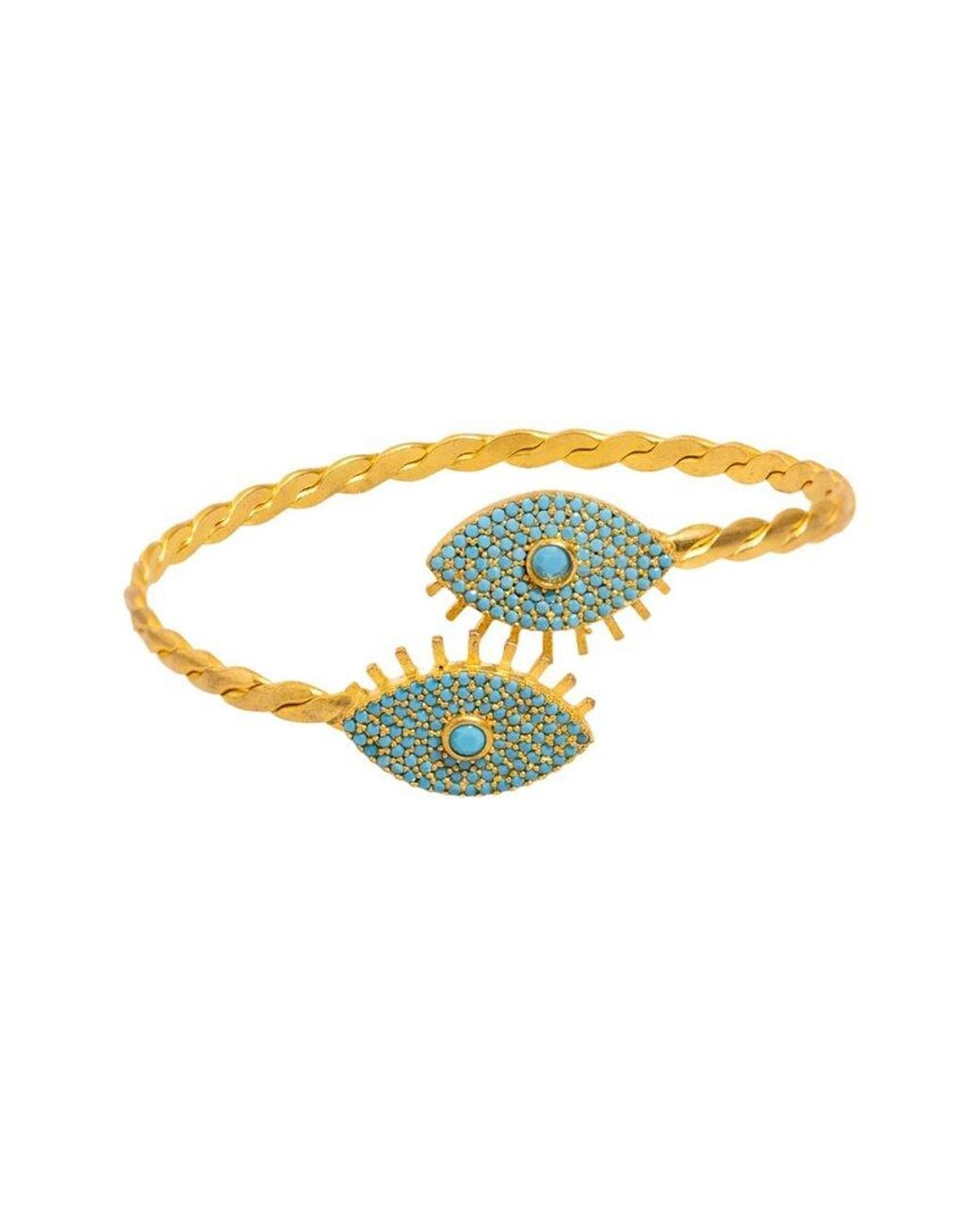 Ebru Jewelry Multicolor Protection & Luck Plated Cuff Bracelet