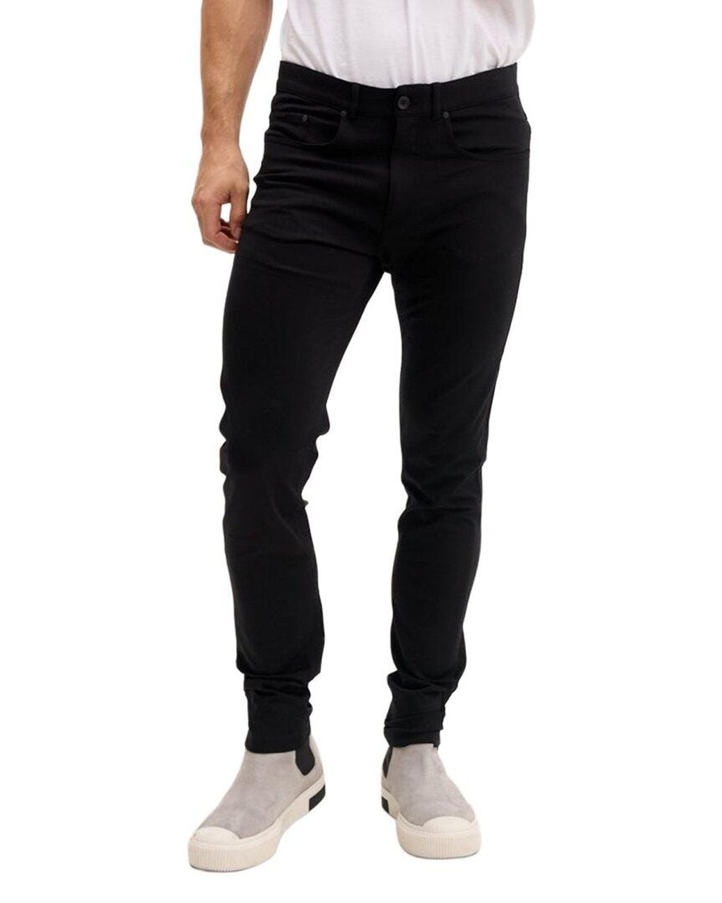 Ron Tomson Black Lightweight Fitted Casual Pant for men