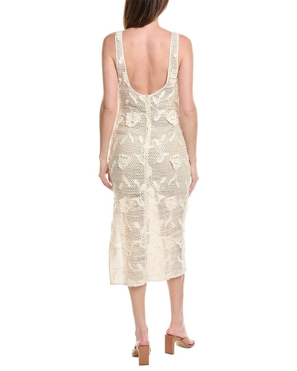 MILLY Natural Sequin Crochet Cover-Up Maxi Dress