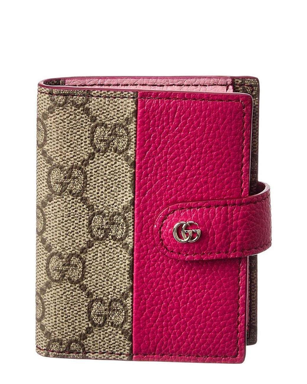 Gucci Pink Floral Gg Supreme Canvas & Leather Card Holder