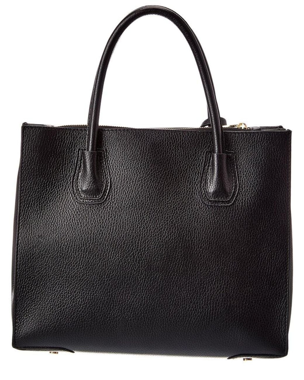Italian Leather Black Top Handle Tote