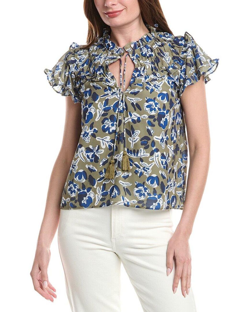 Sail To Sable Blue Flutter Sleeve Top