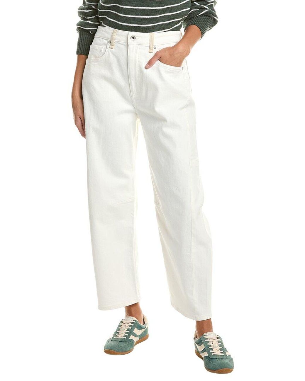 Rag & Bone White Chase High Rise Barrel Jean