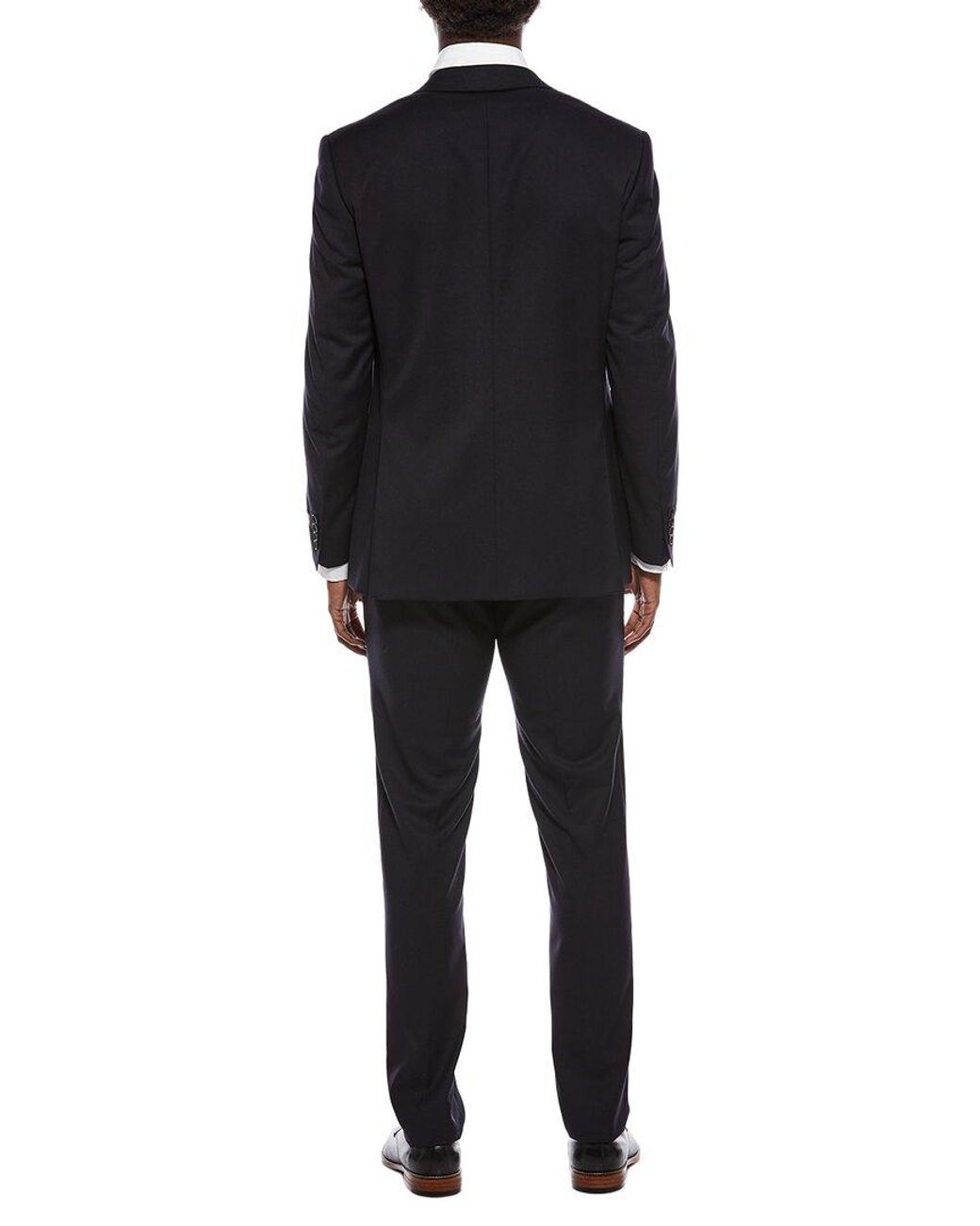 Canali Black 2Pc Wool Suit With Flat Front Pant for men