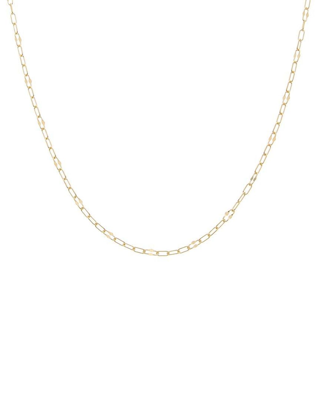 Italian Gold Metallic 10K Mirror Flat Link Station Paperclip Necklace