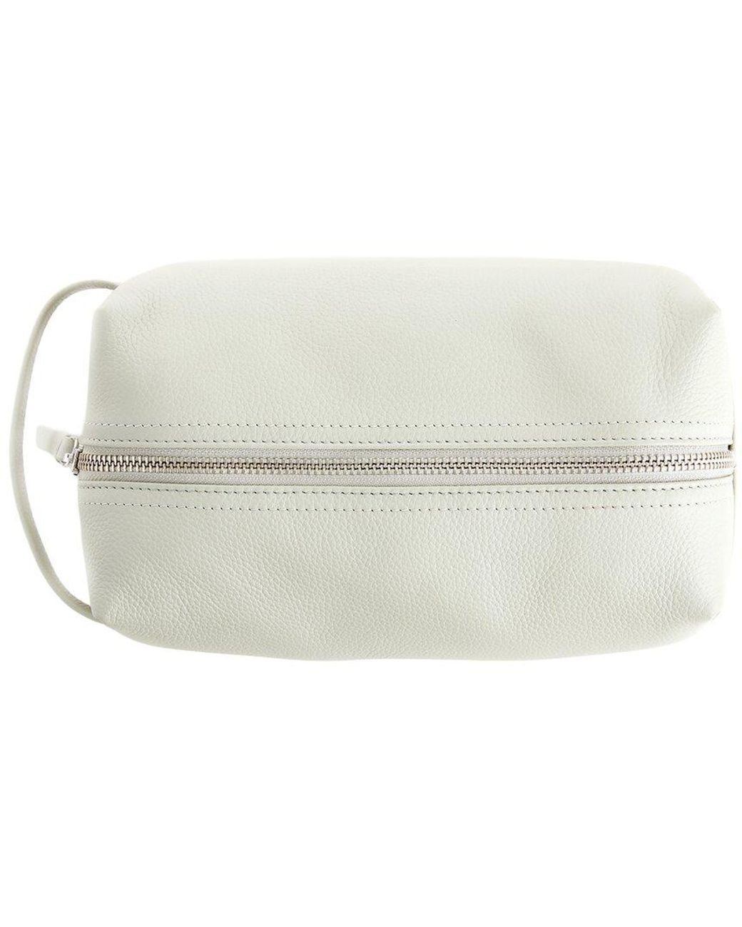 ROYCE New York Gray New York Leather Compact Cosmetic Travel Bag