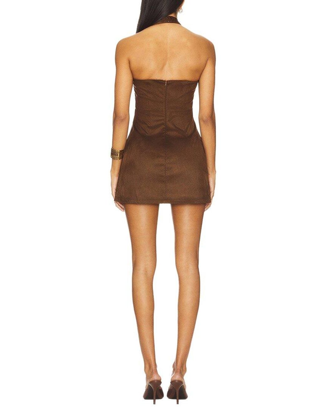 Alma King Brown Solid Mini Dress