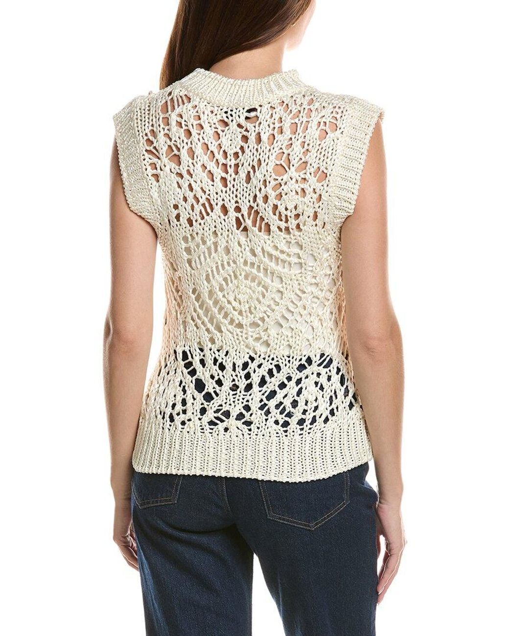 Tom Ford White Open Knit Silk Sweater Top