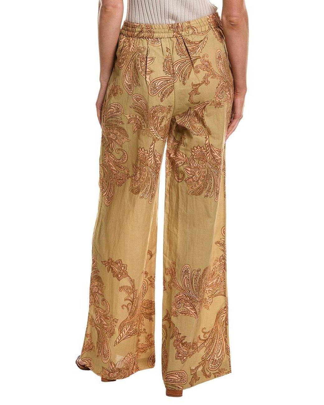 Hemant & Nandita Natural Pull-On Linen-Blend Pant