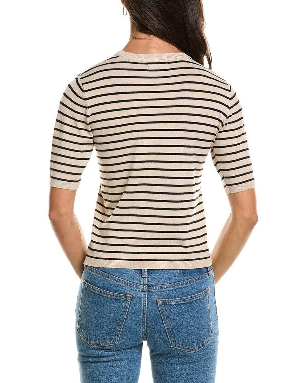 Tahari Blue Striped Knit T-Shirt