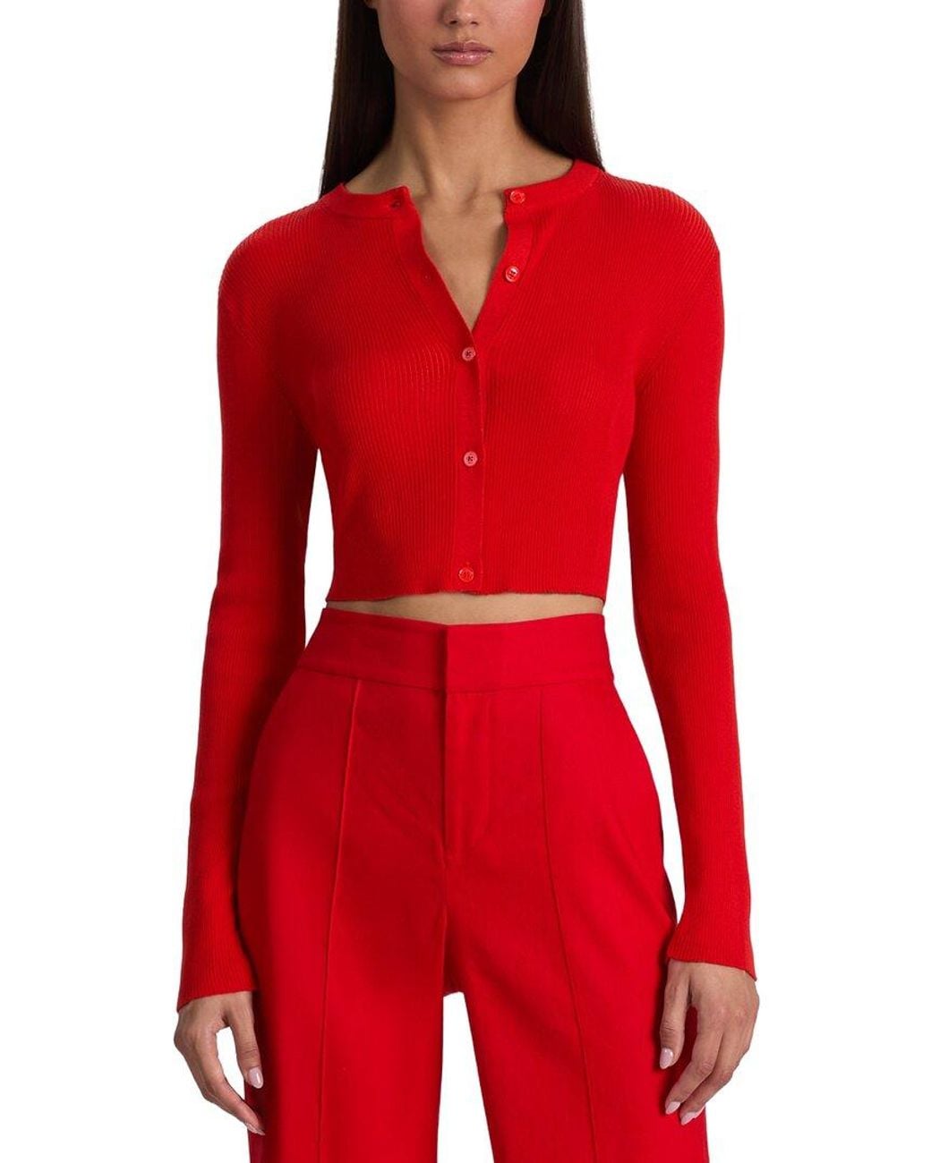 Alice + Olivia Red Carson Cardigan