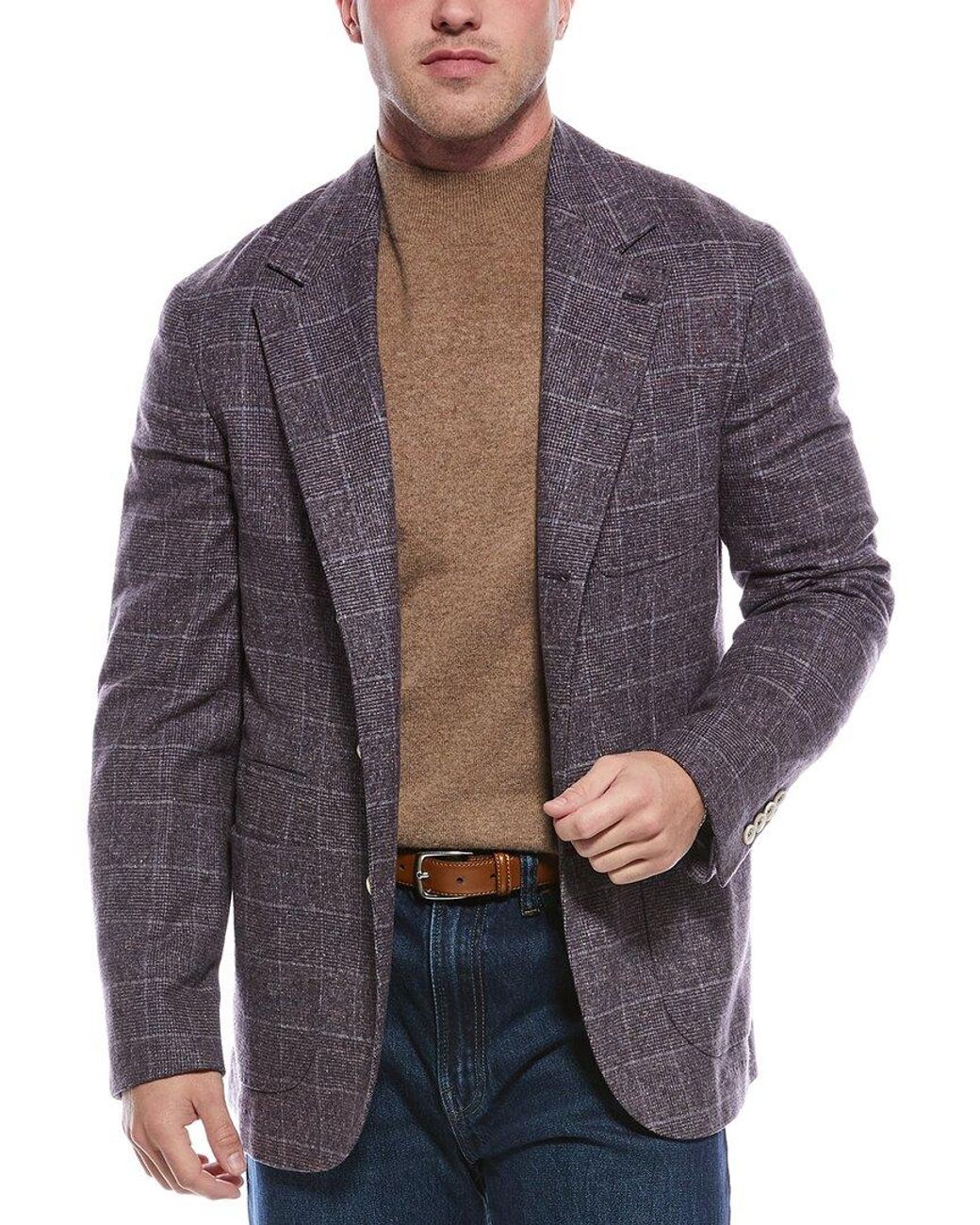 Brunello Cucinelli Blue Silk & Wool-blend Blazer for men