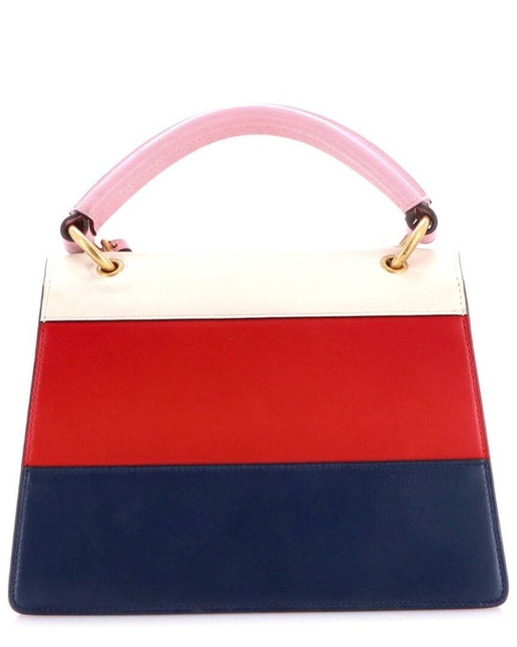 Gucci Red Colorblocked Leather Queen Margaret Top Handle Bag Small (Authentic Pre-Loved)