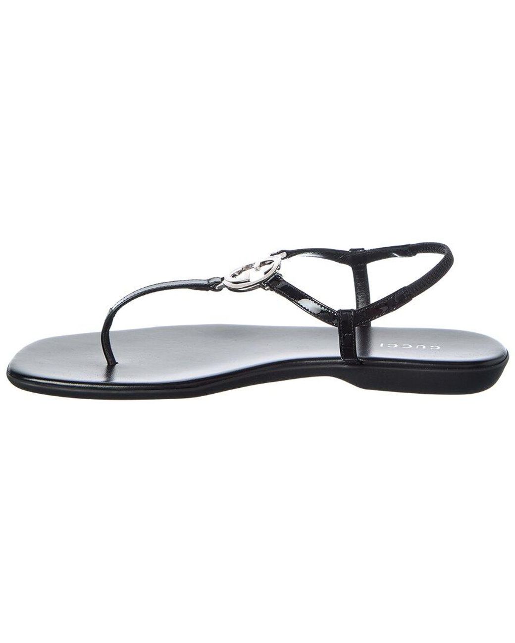 Gucci Metallic Interlocking G Patent Sandal