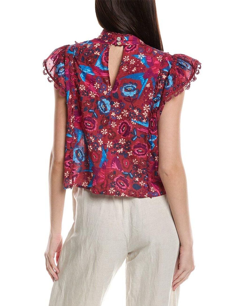 Farm Rio White Floral Birds Blouse