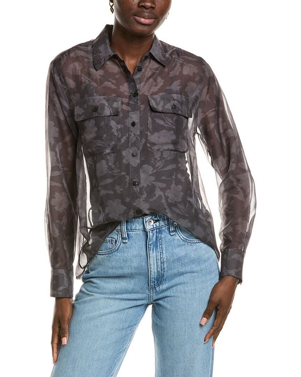 Rag & Bone Gray Sonica Printed Shirt