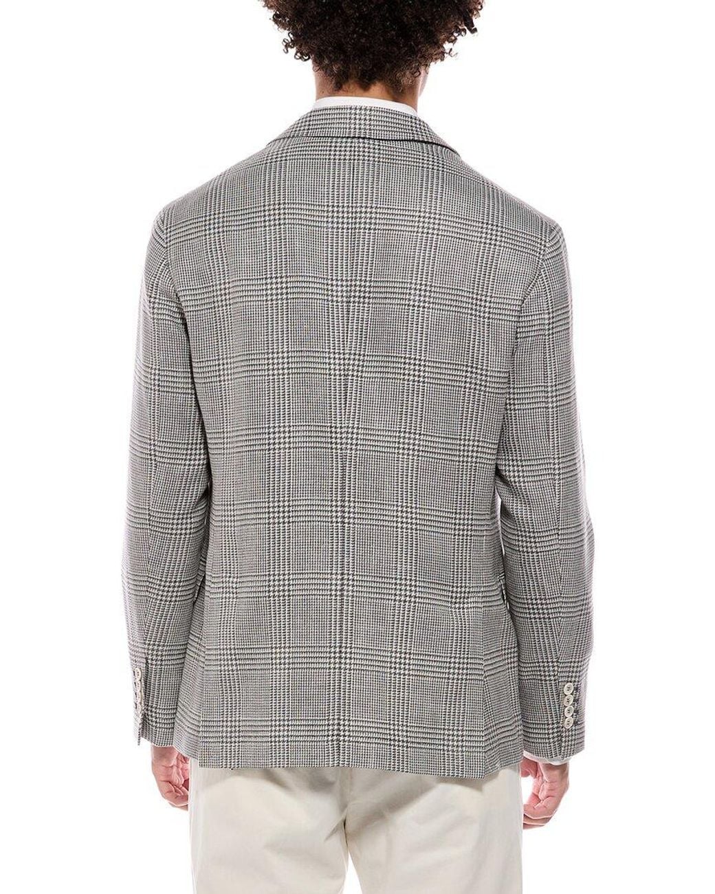 Brunello Cucinelli Gray Wool, Silk, & Linen-Blend Blazer for men