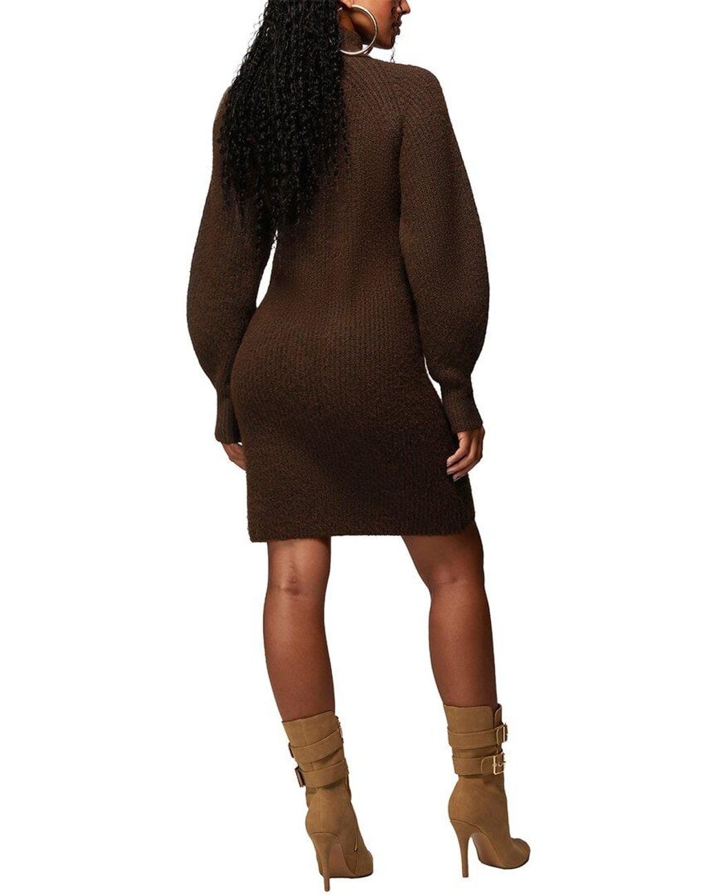 Bebe Brown Pleat Cowl Mini Dress