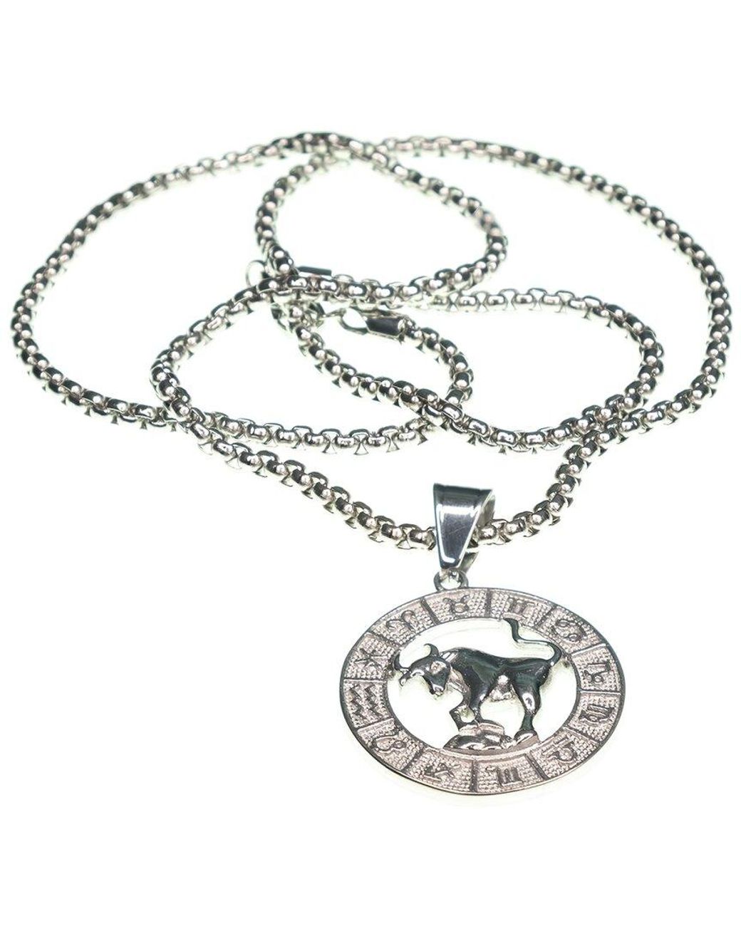jean claude Metallic Dell Arte Stainless Steel Taurus Pendant Necklace for men