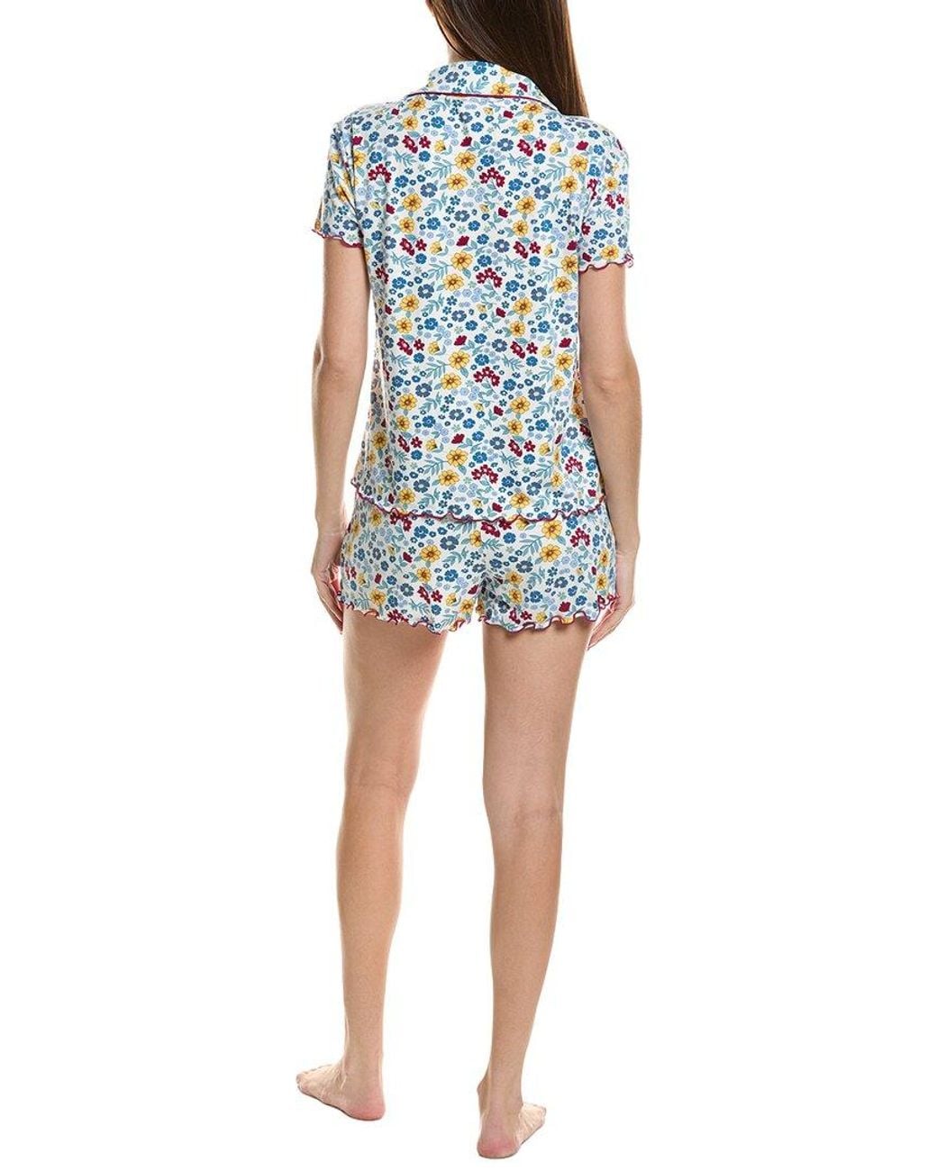 THREAD & STITCH Blue 2pc Notch Collar Top & Short Pj Set