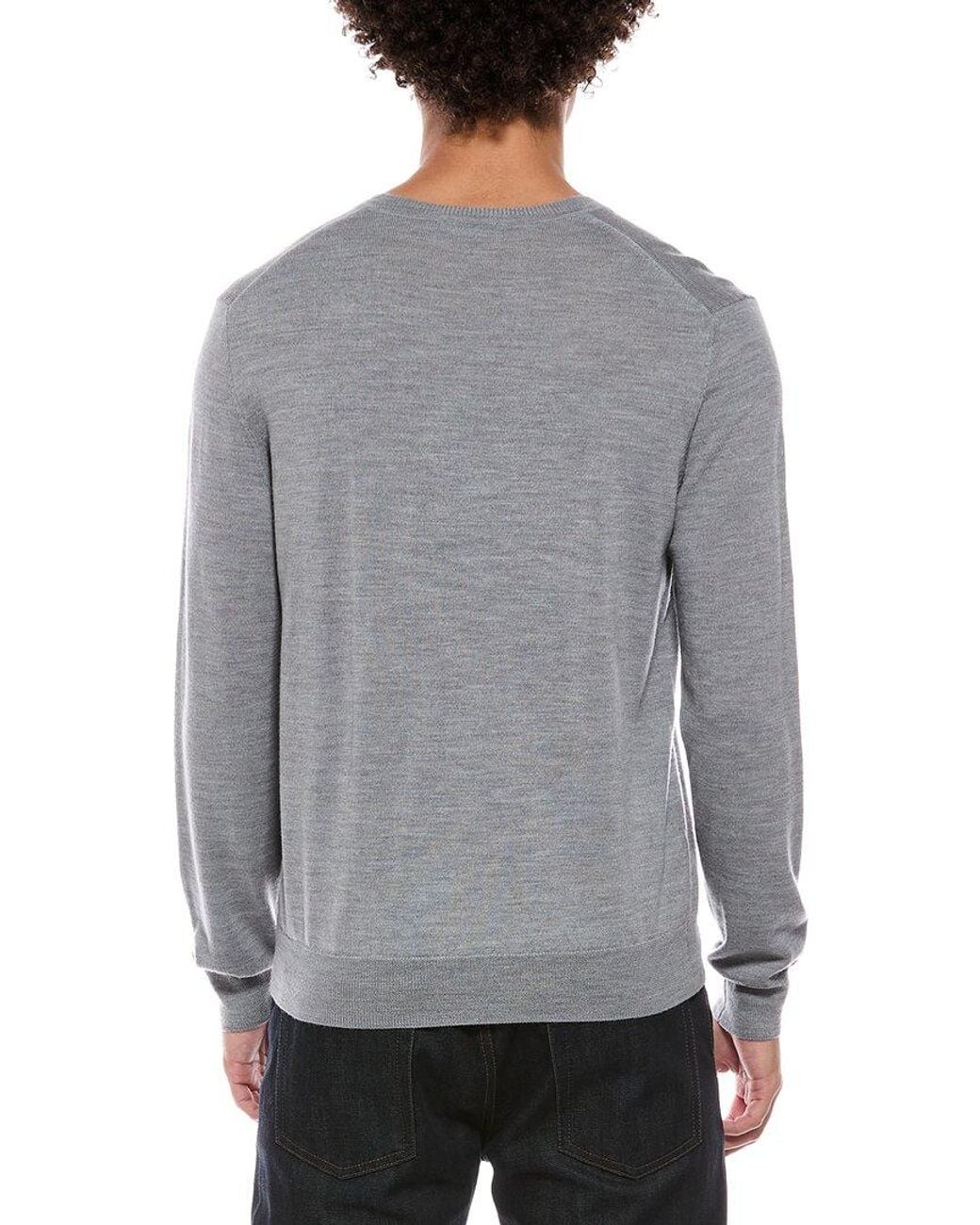 Bruno Magli Gray Merino Wool-Blend V-Neck Sweater for men