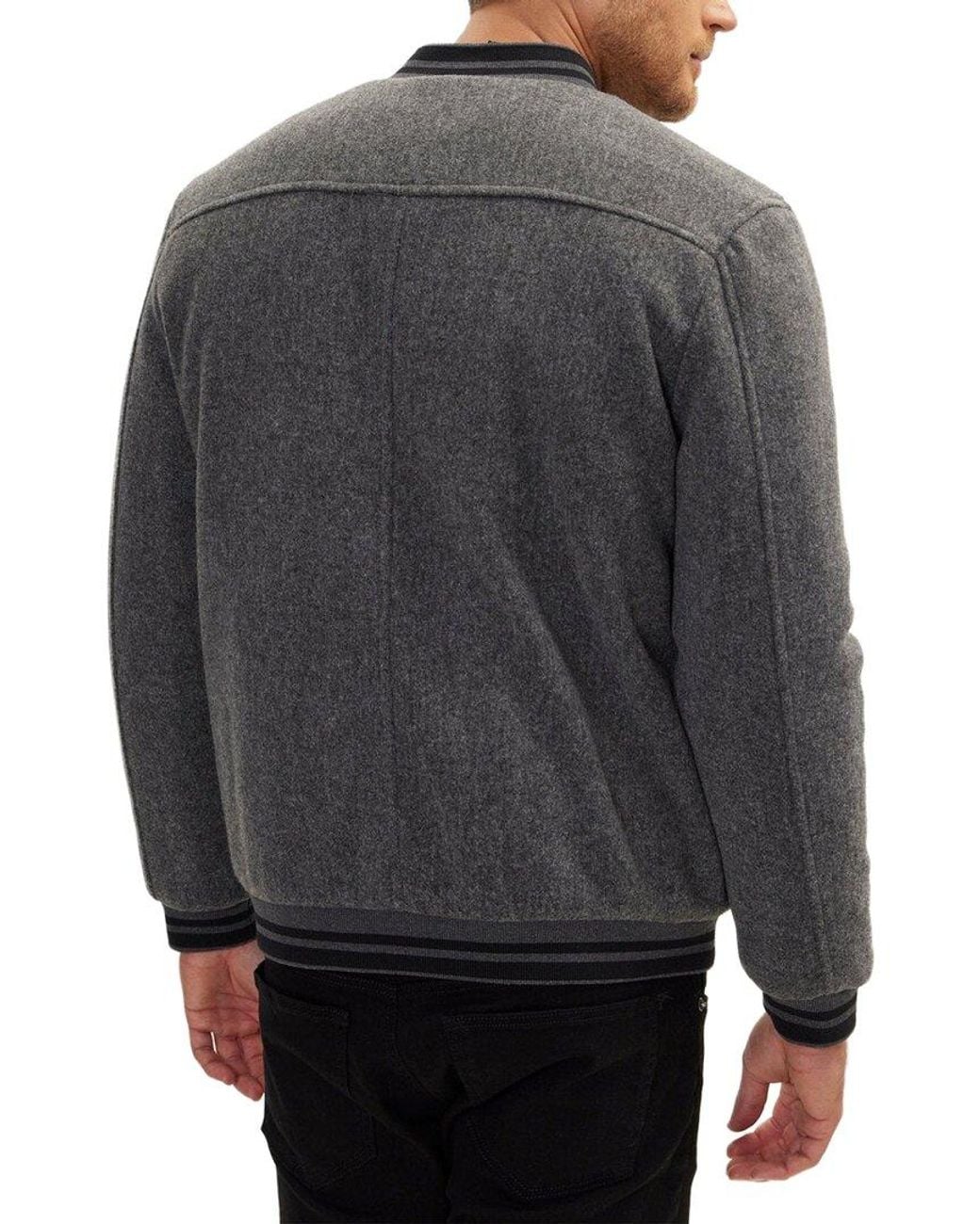 Ron Tomson Gray Classic Bomber Jacket for men