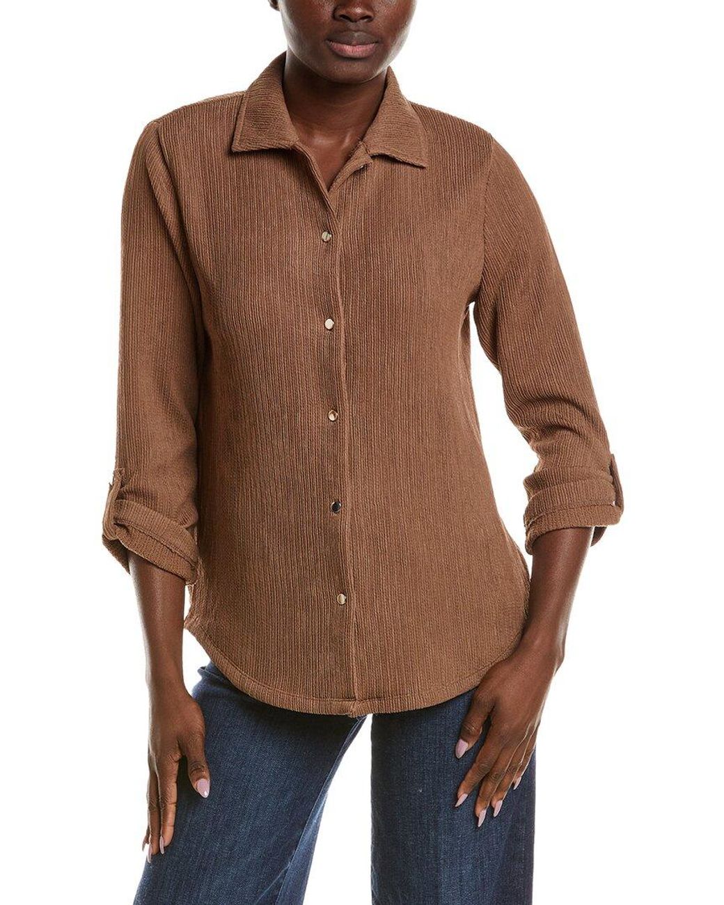 Anne Klein Brown Crinkle Shirt