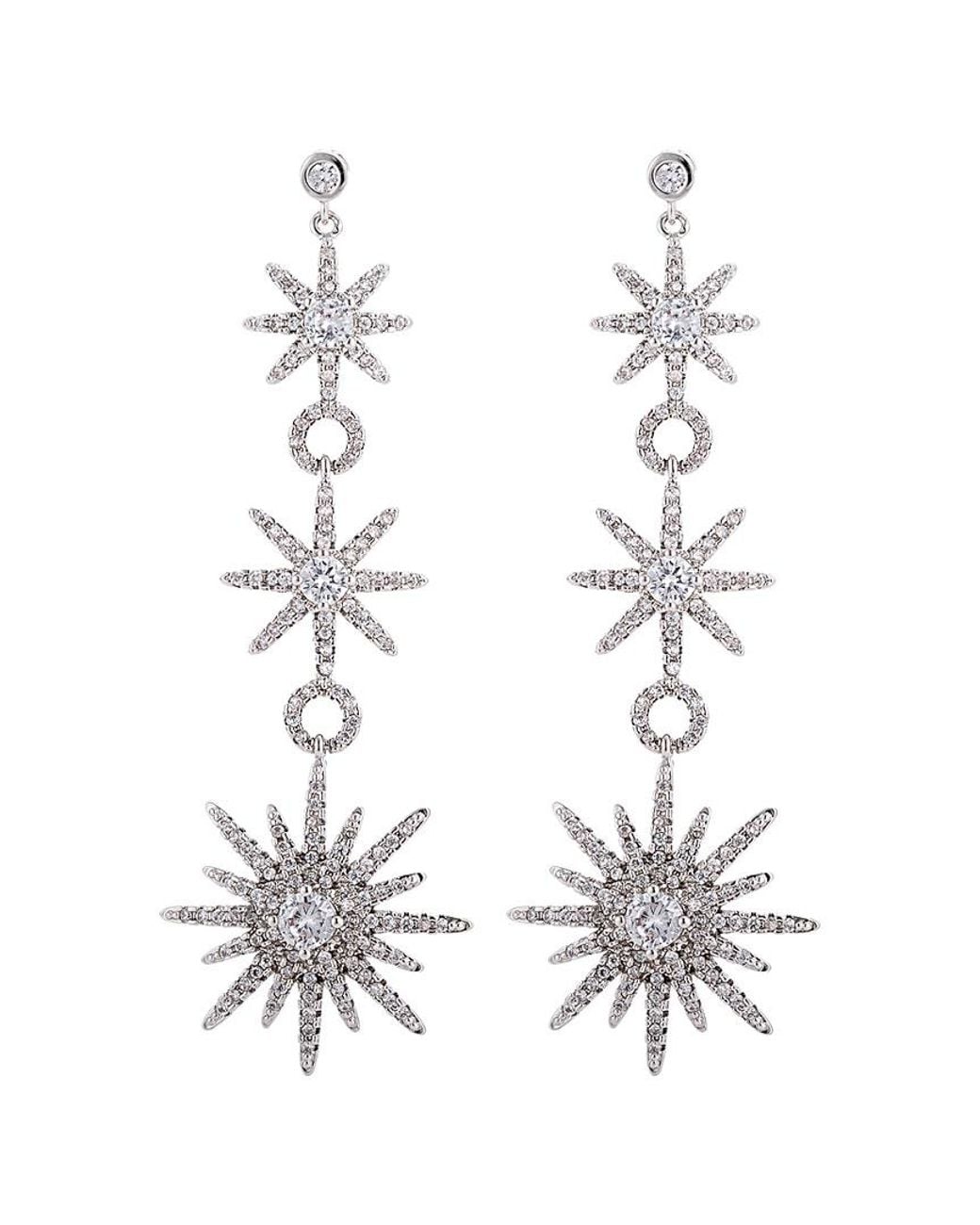 Eye Candy LA White Luxe Collection Rhodium Plated Cz To The North Star Drop Earrings