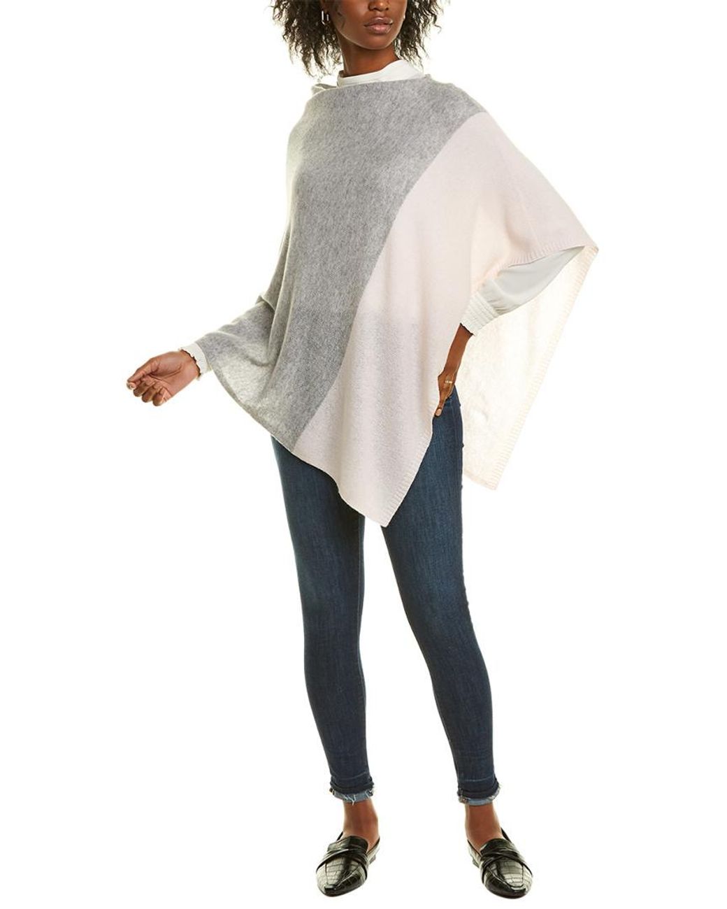 Forte Colorblocked Cashmere Poncho in Grey (Gray) - Save 2% - Lyst