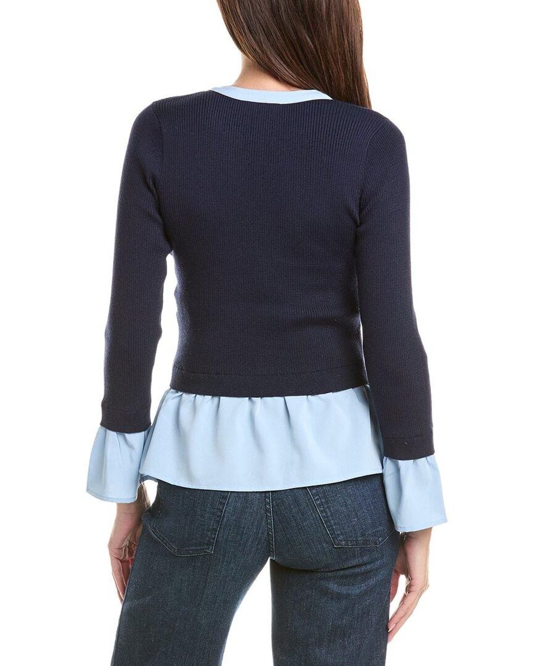 Nanette Lepore Blue Knit Button Top
