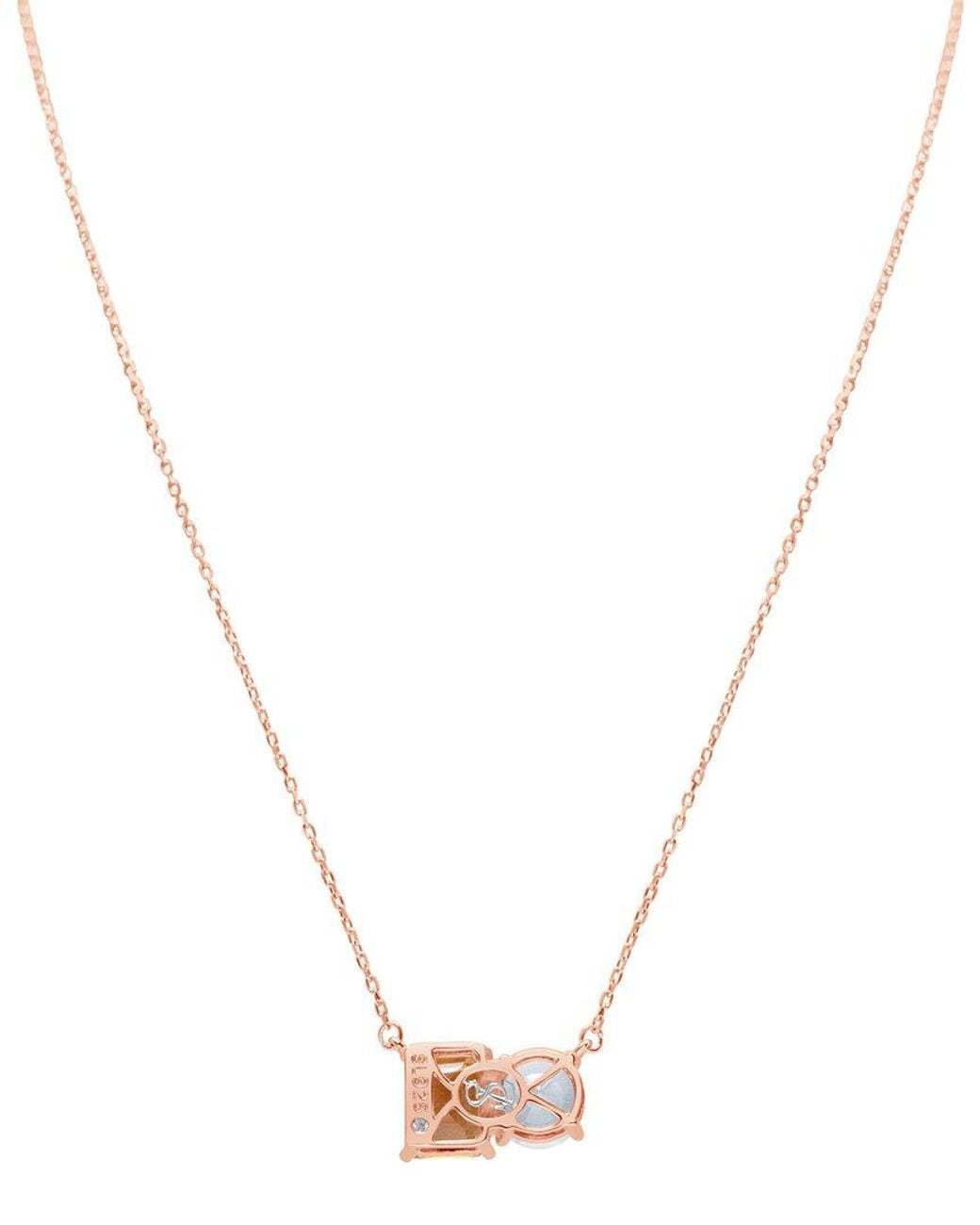 Suzy Levian Metallic Rose Gold Over Silver 5.00 Ct. Tw. Gemstone Toi Et Moi Necklace