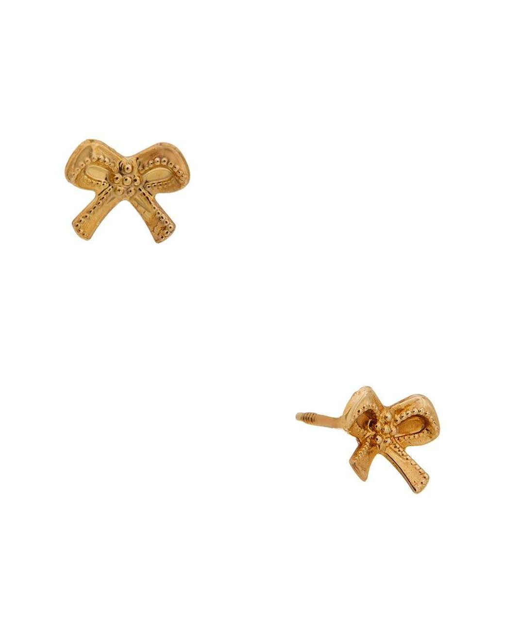 Italian Gold Metallic 10K Petite Bow Stud Earrings