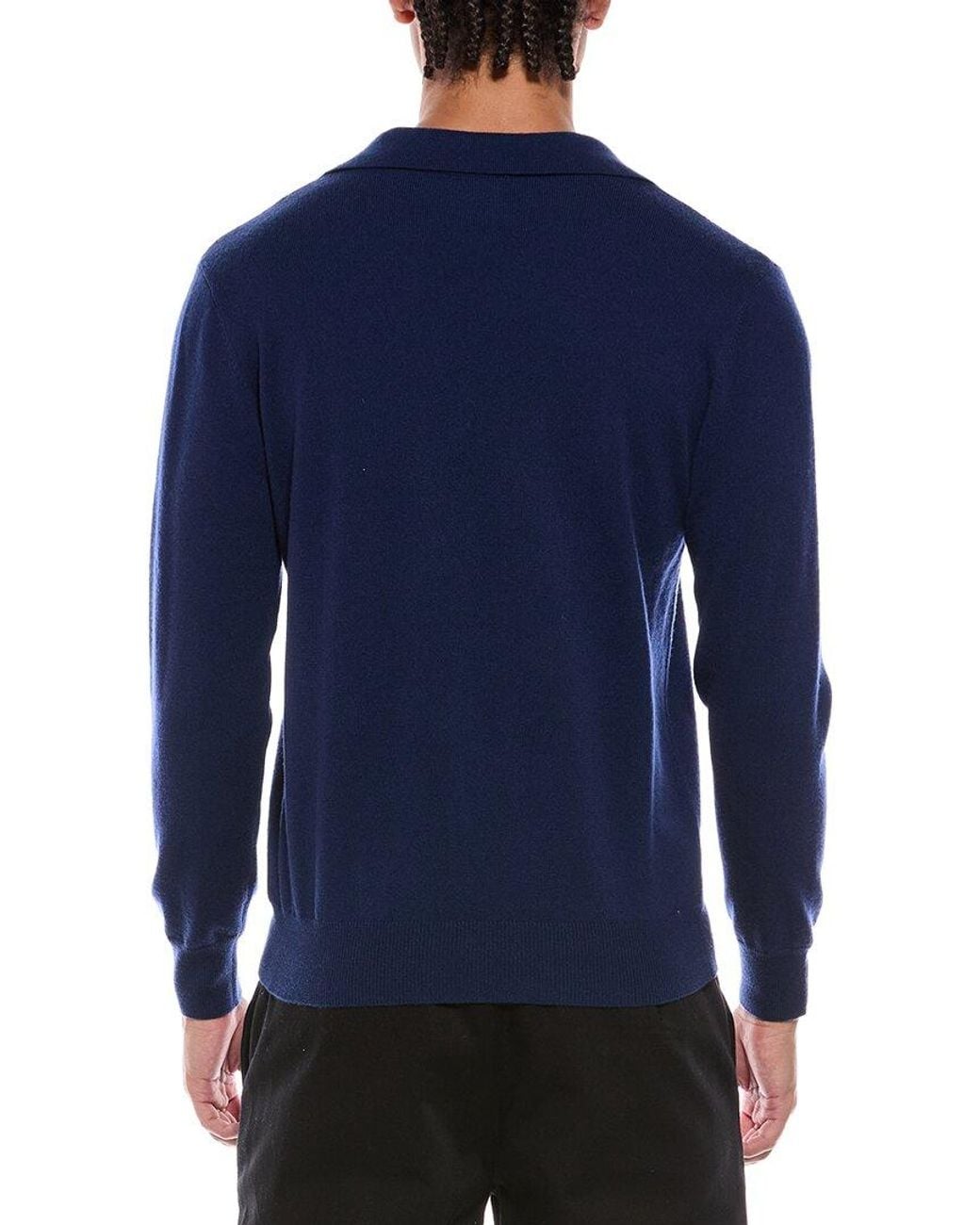 N.Peal Cashmere Blue 100% Cashmere Polo Shirt for men