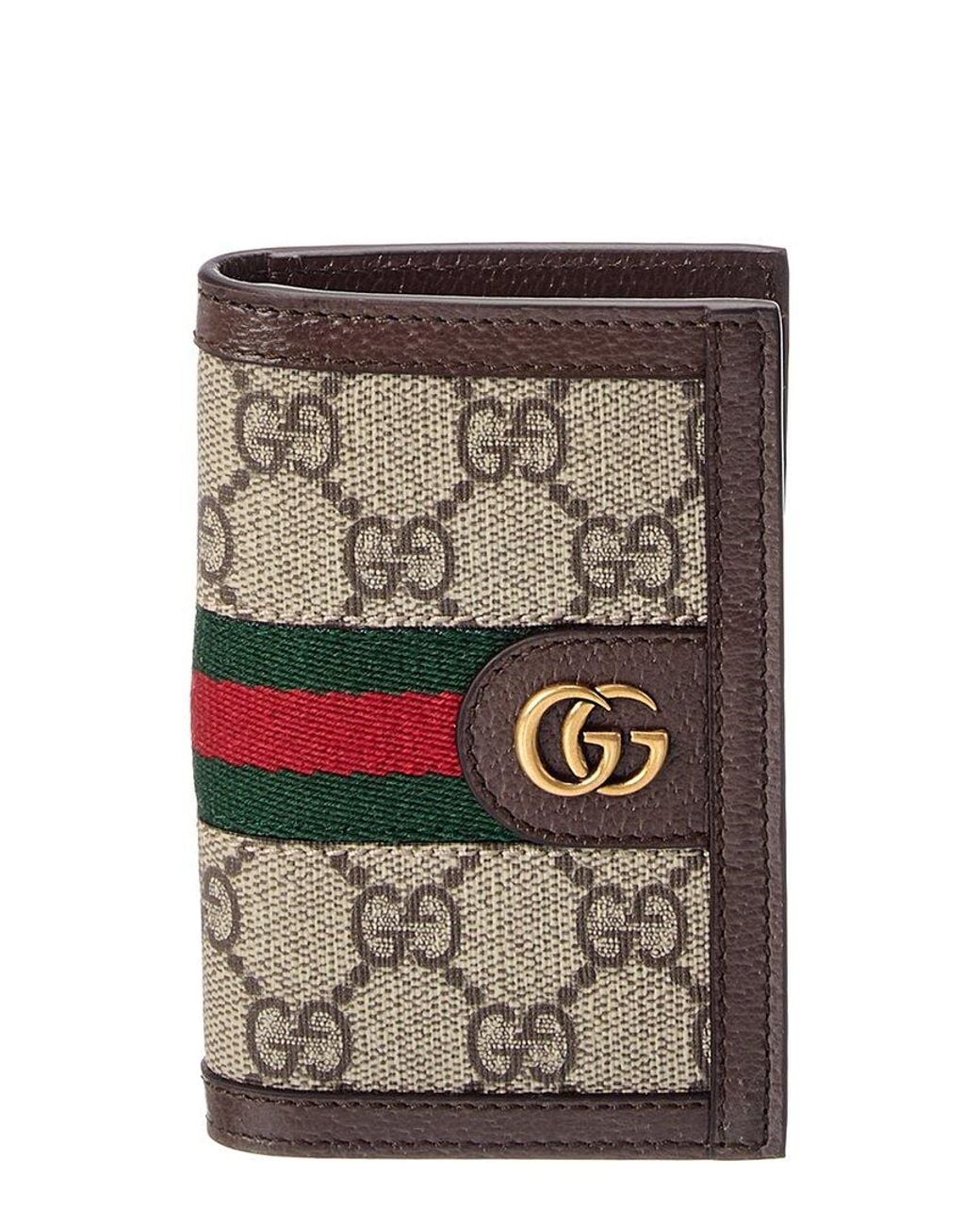 Gucci Gray GG Supreme Canvas & Leather Card Case for men