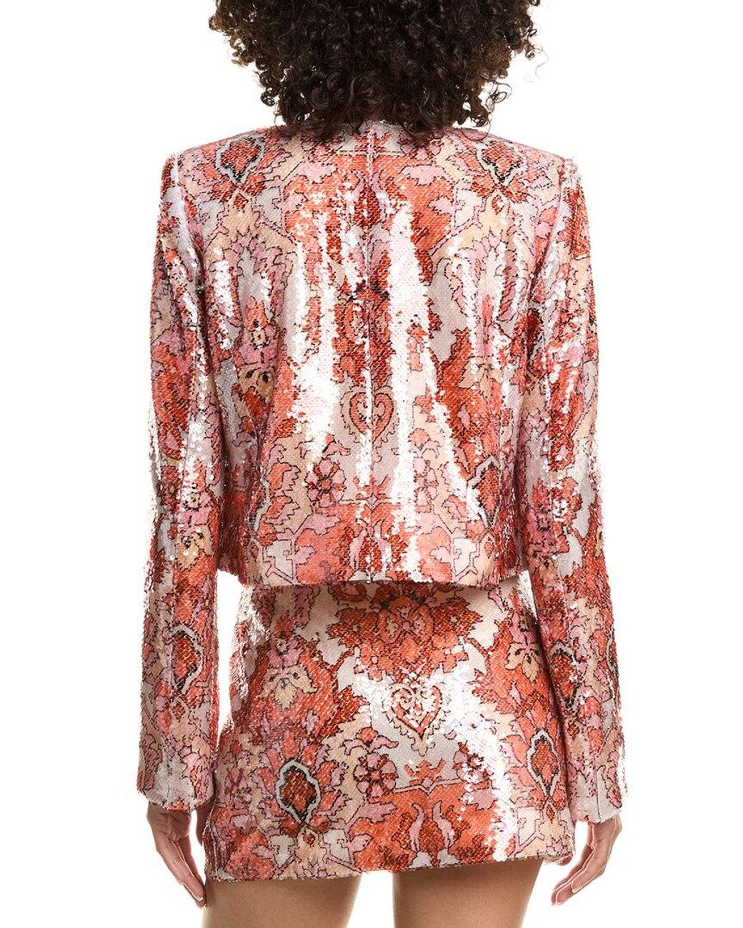 Cinq À Sept Red Sequin Damask Aspen Jacket