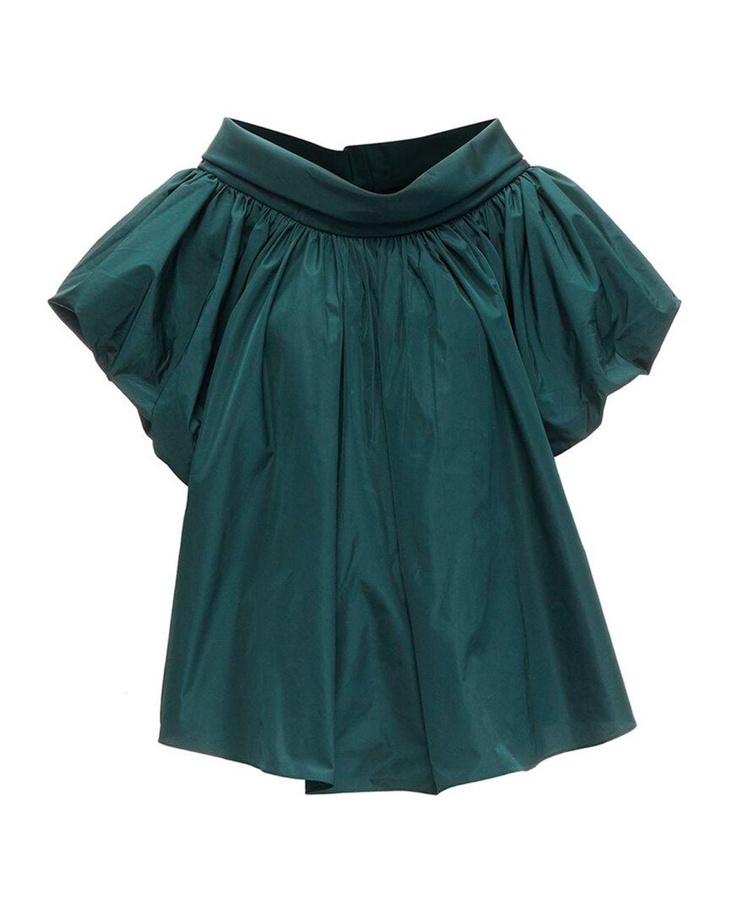 McQueen Green Puff Sleeve Flare Top, Size It (Authentic Pre-Loved)