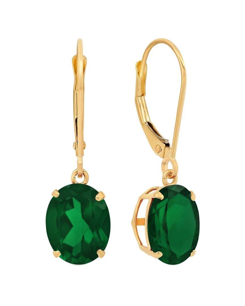 MaxColor Green 14k 4.00 Ct. Tw. Lab-grown Emerald Dangle Earrings
