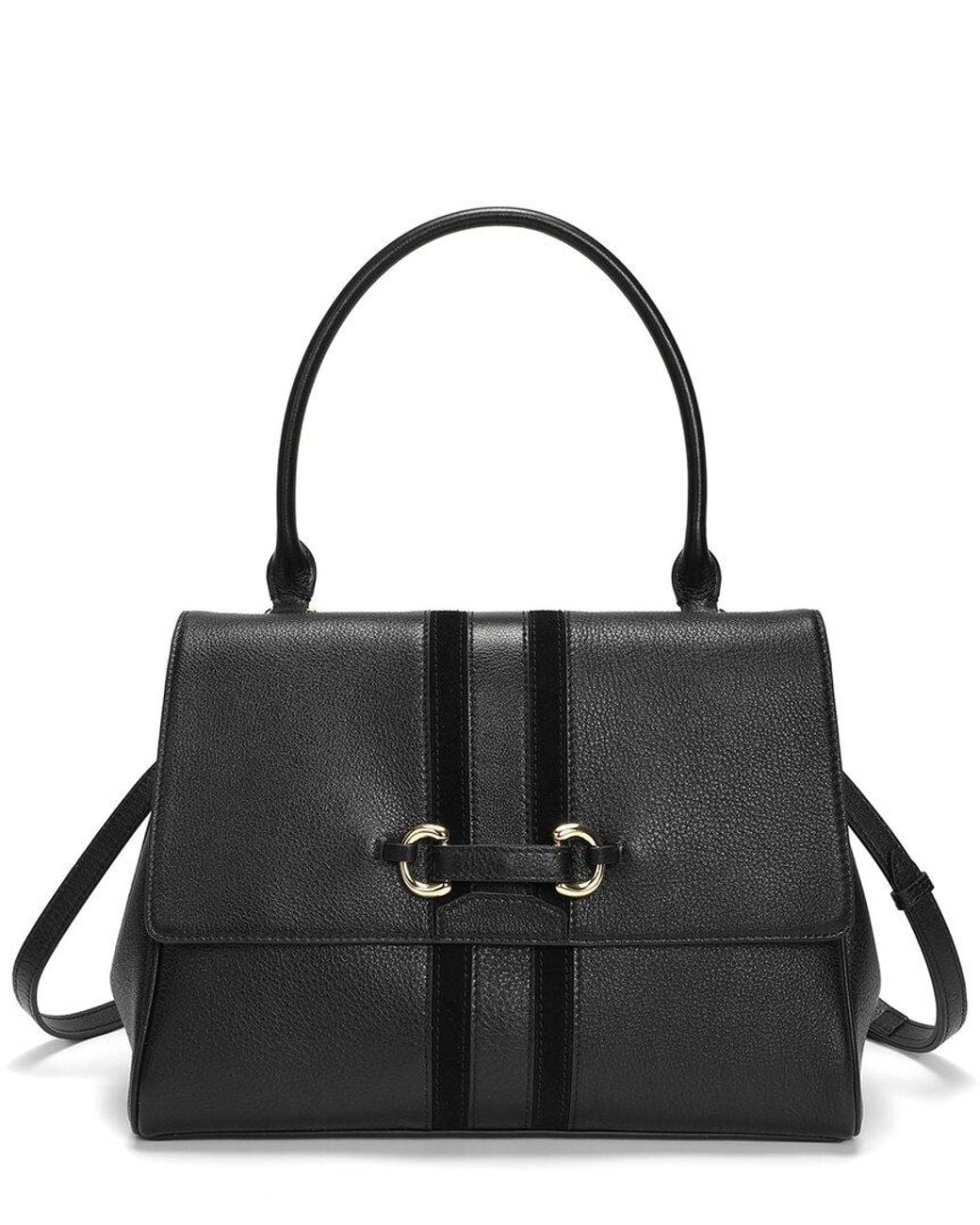 Tiffany & Fred Paris Black Pebbled Leather Satchel