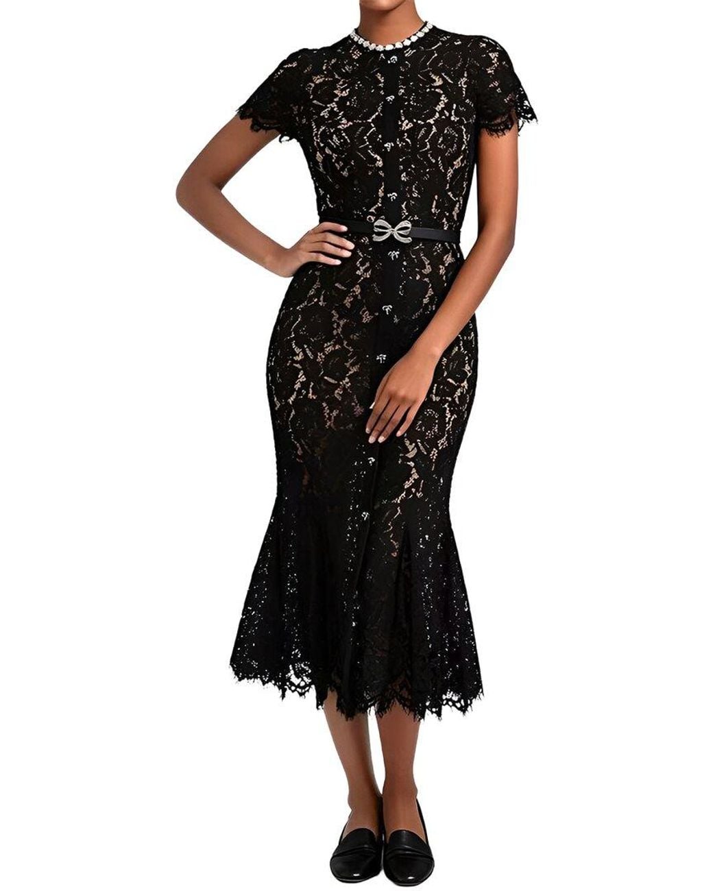 Linda Charm Black Midi Dress