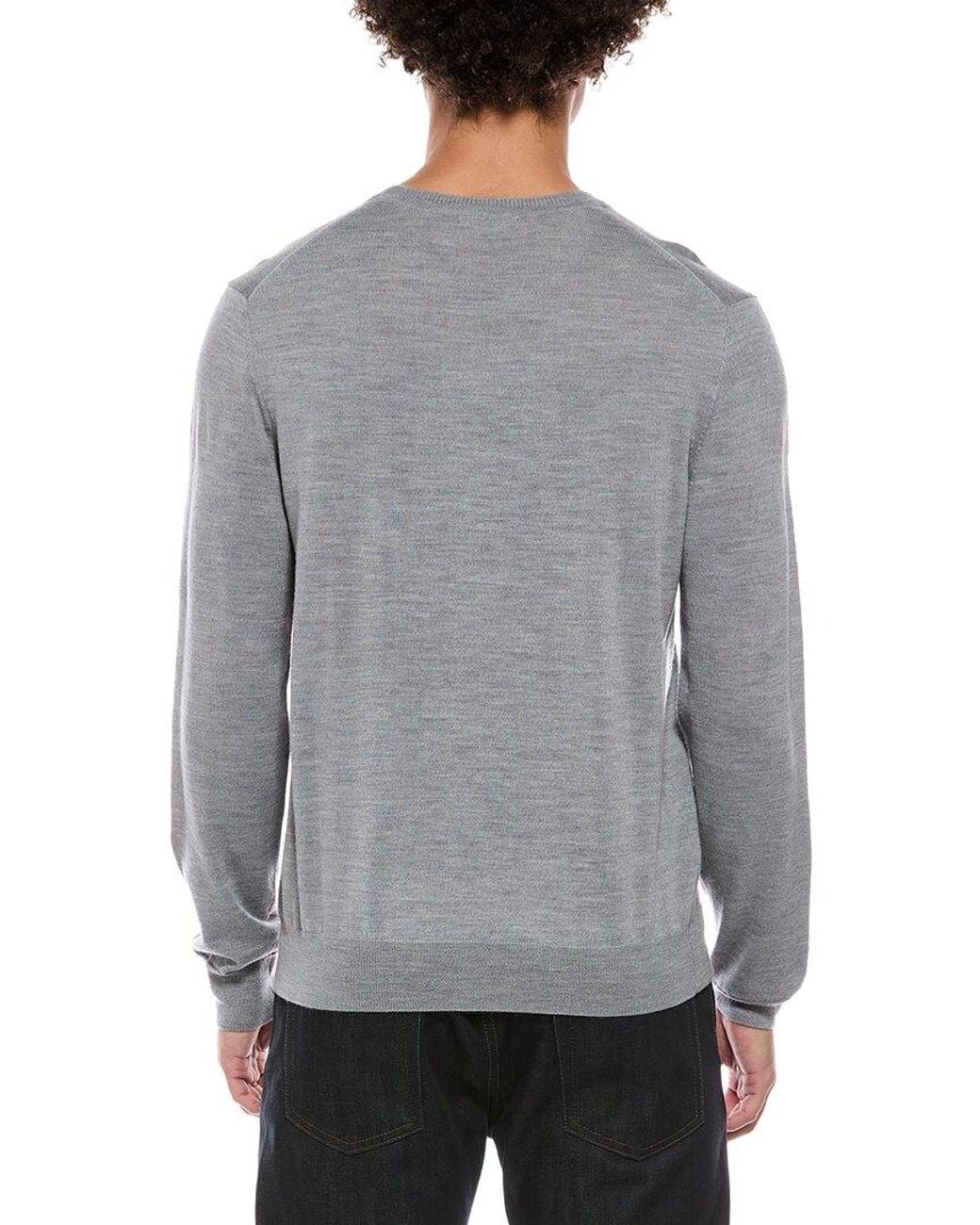 Bruno Magli Gray Merino Wool-Blend Crewneck Sweater for men