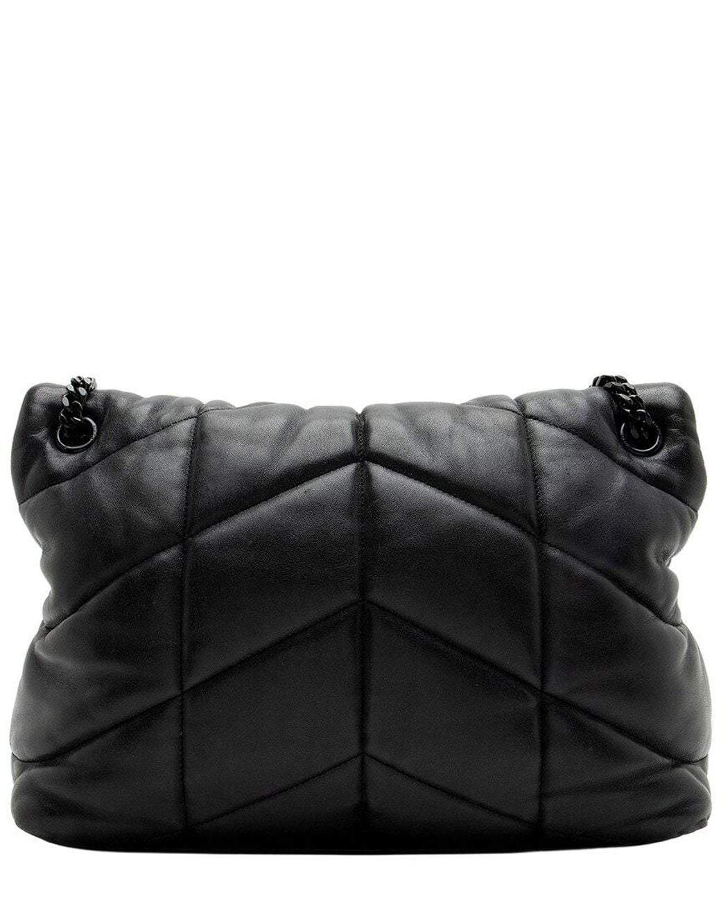 Saint Laurent Black Lambskin Monogram Puffer Loulou Medium Shoulder Bag (Authentic Pre-Loved)